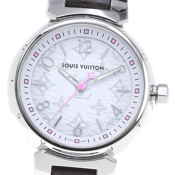 LOUIS VUITTON Tambour PM Monogram QA115 white Dial Quartz Ladies Watch_862268 - Picture 1 of 7
